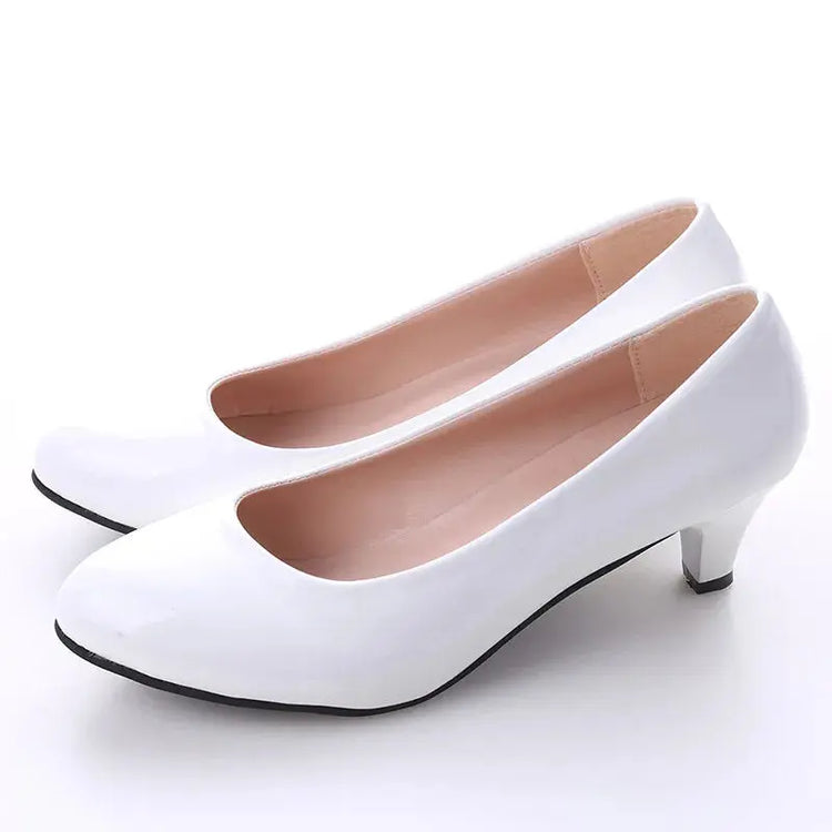 Shoes Ladies Pumps Medium Heel Nude Sexy High Heels Weeding Shoes Women Office Work White Pumps Party Shoes Beauty hair & fashionfj
