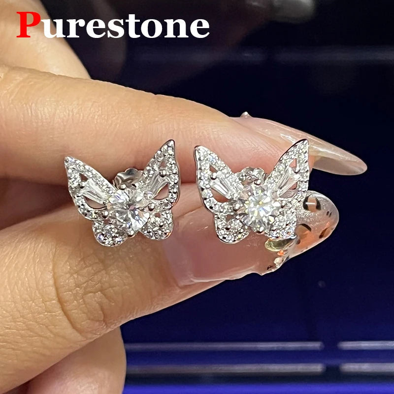 Butterfly Premium Moissanite Stud Earring for Women luxury Original 925 Sterling Silver Women's Moissanite Diamond Hoop Earrings Beauty hair & fashionfj