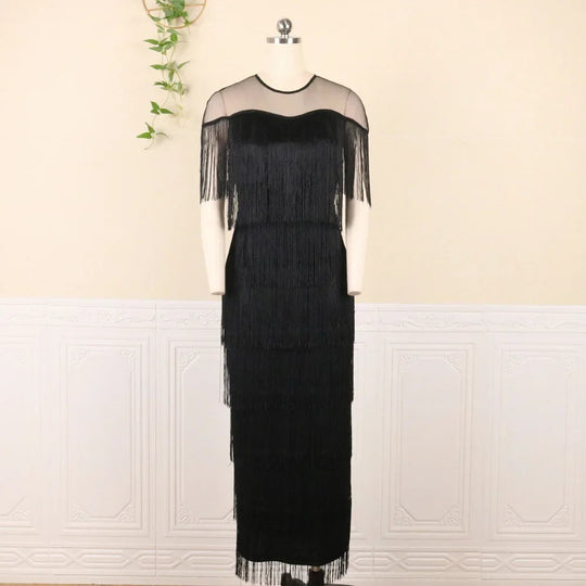 Customized Plus Size African Party Evening Dresses for Women Summer Tassel Short Sleeve Traditional Dashiki African Clothes Anka Beauty hair & fashionfj
