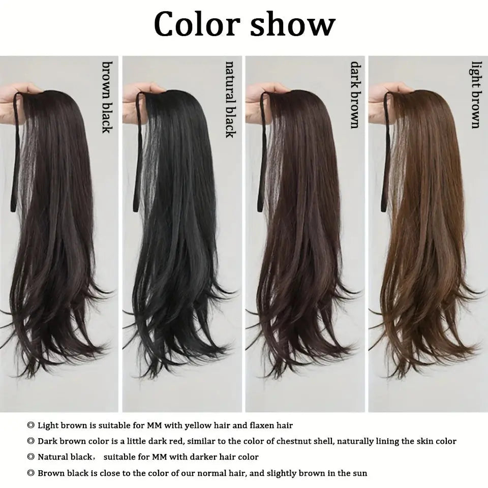 Elegant Women's Straight Hair Ponytail Extensions Long Stylish Synthetic Hair for Daily Use Easy Drawstring Attachment Beauty hair & fashionfj