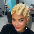 Finger Wave Wig Brazilian Short Pixie Cut Wig Human Hair Wigs For Women Full Machine Made Wig Natural Look