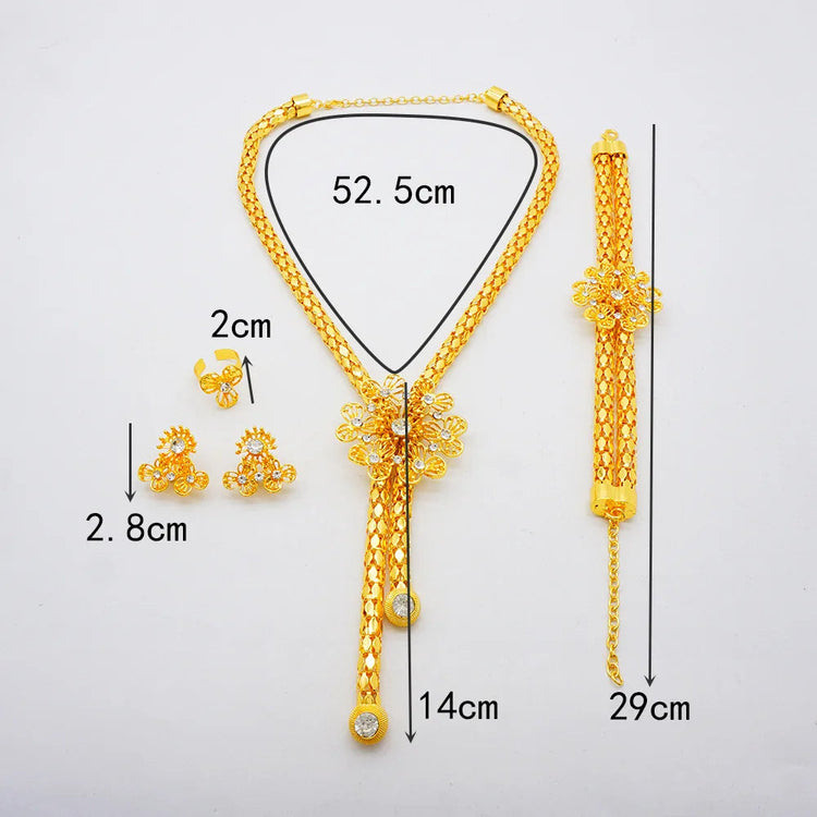 Elegant 24k gold necklace jewelry set for women, AU999 pure gold bracelet Beauty hair & fashionfj