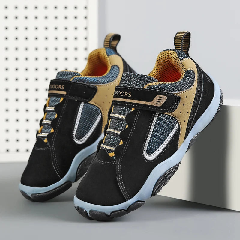 Children's Sneakers Spring Boy's Sports Shoes Leather Running Shoes Wear-resistant Comfortable Sneakers