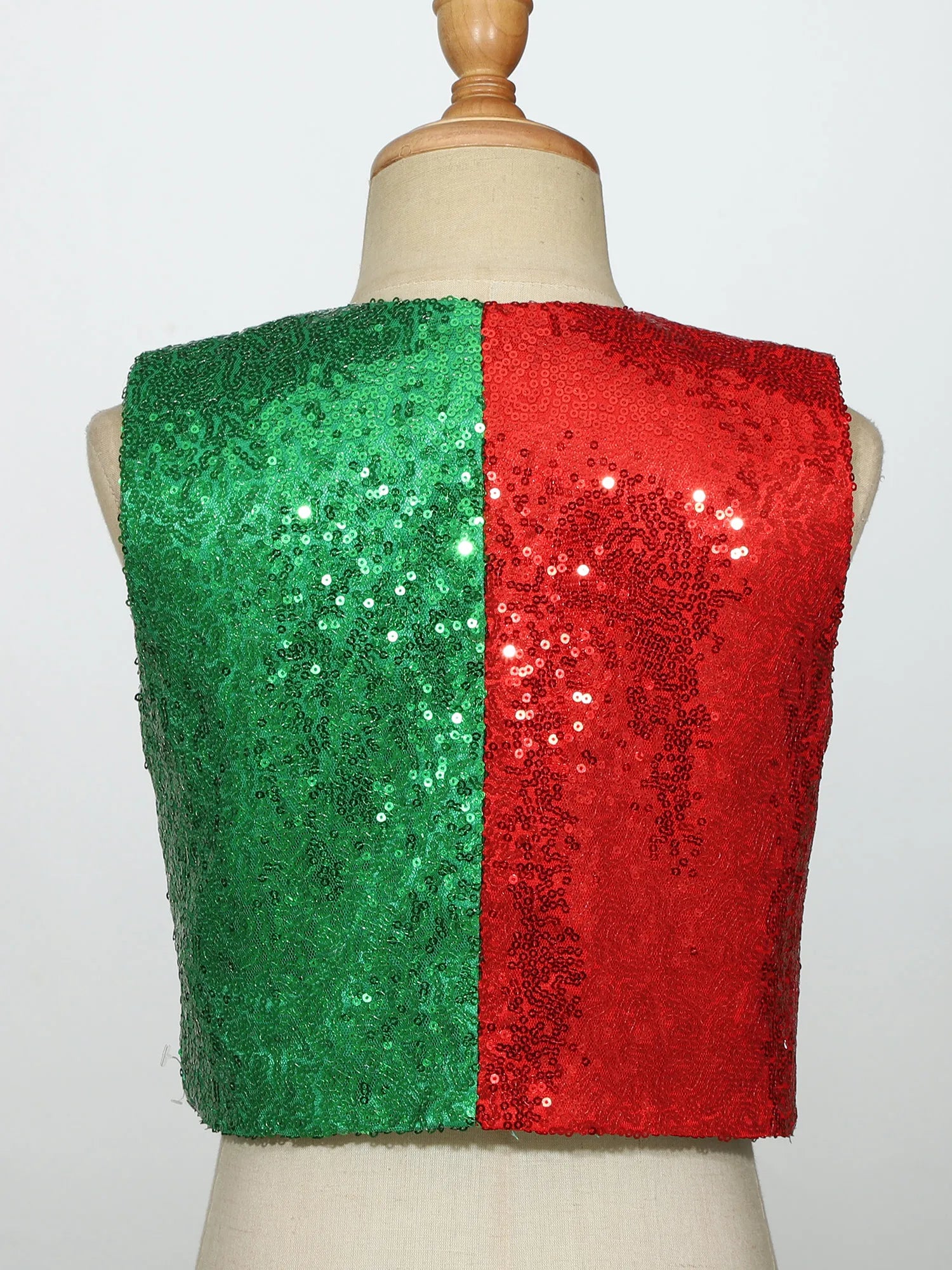 Boys Christmas Clothes Shiny Sequin Vest Halloween Magic Circus Choir Stage Performance Cosplay Costume Jazz Dance Waistcoat