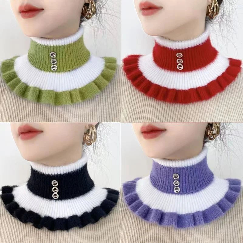 Women's Fake Collar Protects Cervical Spine Winter Warm Scarf Cycling Thick Elastic Neck Fur Velvet