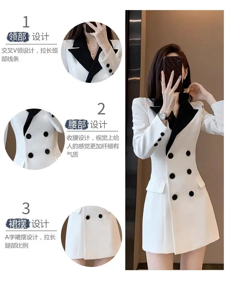 Long-sleeved Waisted Suit Dress for Women in Spring New Commuting High-end Temperament Professional Slim Skirt Beauty hair & fashionfj
