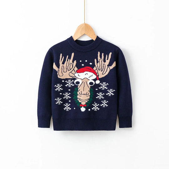 Christmas Children Knit Clothes 2023 New Kids Sweaters Boys Girls Warm Knitted Autumn Winter Toddler Cartoon Print Casual Jumper