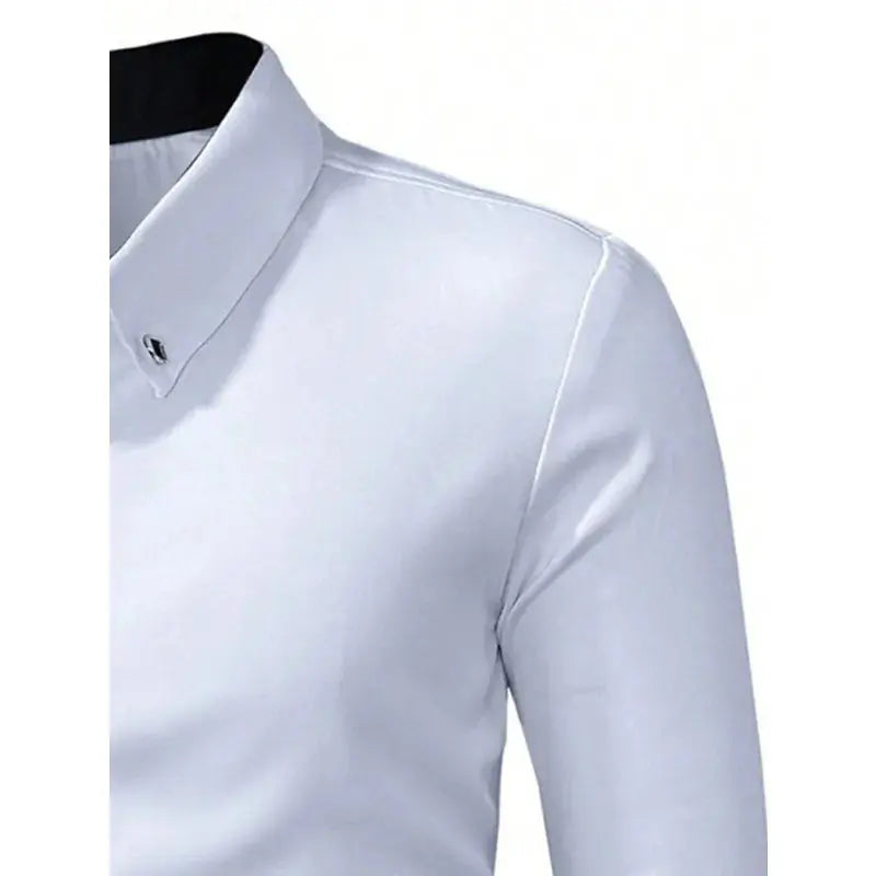 Men Dress Shirt Brand New Solid Color Long Sleeve Smart Casual White Elastic Male Business Shirts Beauty hair & fashionfj