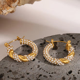 Youthway Cubic Zirconia Stainless Steel Twisted Hoop Earrings For Women 18K gold-plated Trendy Chunky Jewelry Gift Beauty hair & fashionfj