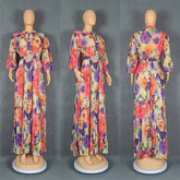 Plus Size African Print Dresses Autumn Elegant African 3/4 Sleeve Party Evening Long Maxi Dress Gowns Dashiki African Clothes Beauty hair & fashionfj