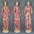 Plus Size African Print Dresses Autumn Elegant African 3/4 Sleeve Party Evening Long Maxi Dress Gowns Dashiki African Clothes Beauty hair & fashionfj