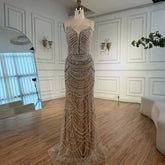 Serene Hill 2025 Customized Nude Silver Beaded Evening Dresses With Sparkling Crystal Embellishments For Formal Occasion LA72900 Beauty hair & fashionfj