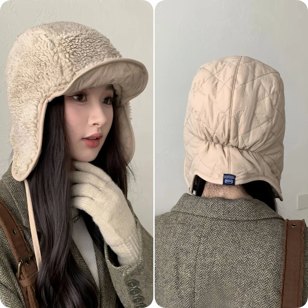 Winter Hats For Women Bomber Hats Windproof Keep Warm With Earflaps Thick Velvet Outdoor Cycling Headwear New