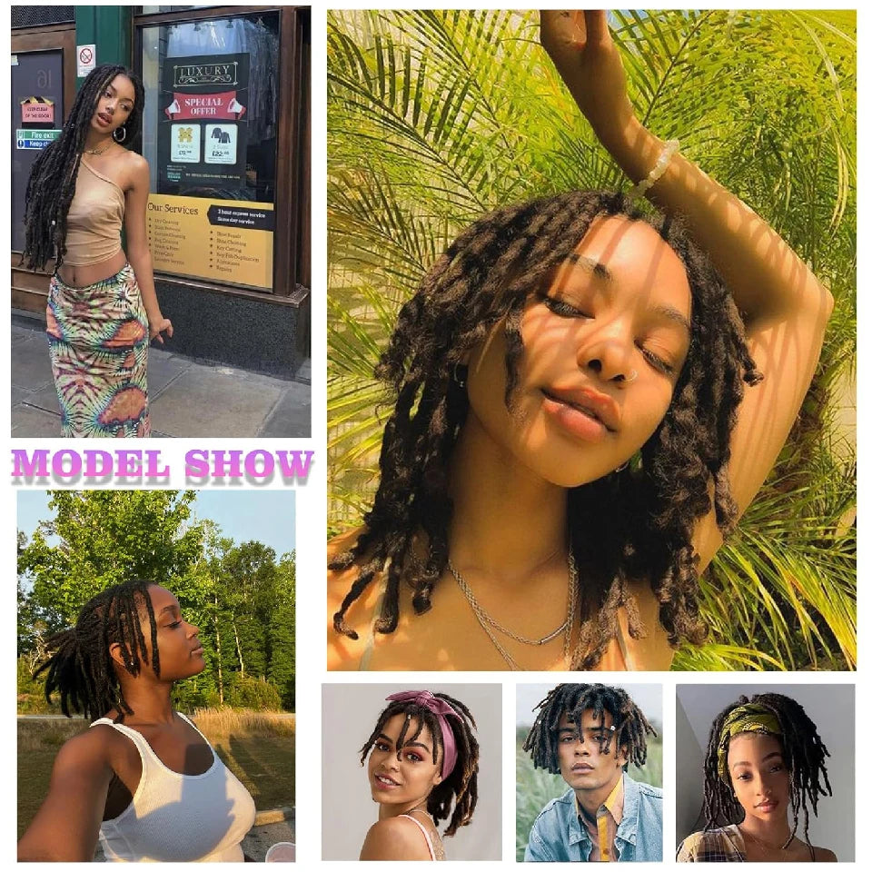 Afro Fully Handmade Permanent Loc Extensions Human Hair 0.8cm Boho Braids Dreadlock Extension Human Hair For Women 10-40 Strands Beauty hair & fashionfj