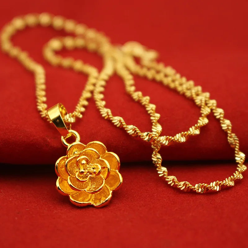 9999 24K REAL gold necklace women's real gold necklace pendant gold necklace women's jewelry fashion hundred items Beauty hair & fashionfj