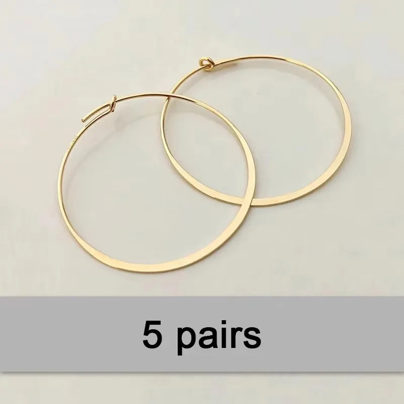 14K Gold Filled Flattened Wire Hoop Earrings Gold Jewelry Gold Hoop Earrings Brincos Pendientes Oorbellen Boho Women Earrings