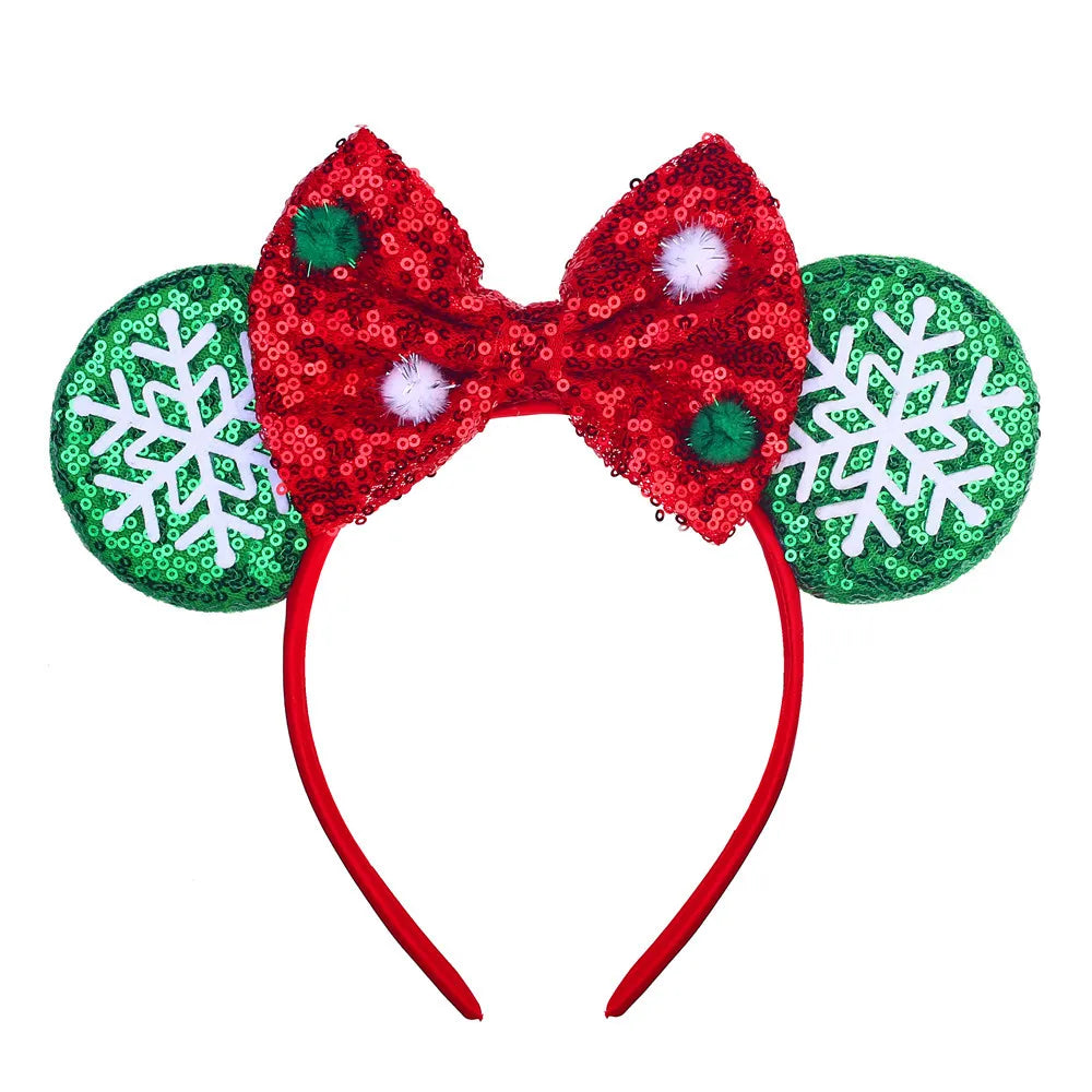 Christmas Dresses Girl Cartoon Print Princess Dress Children Red and Green Sequined Mesh Puff BalL Gown Carnival Clothes
