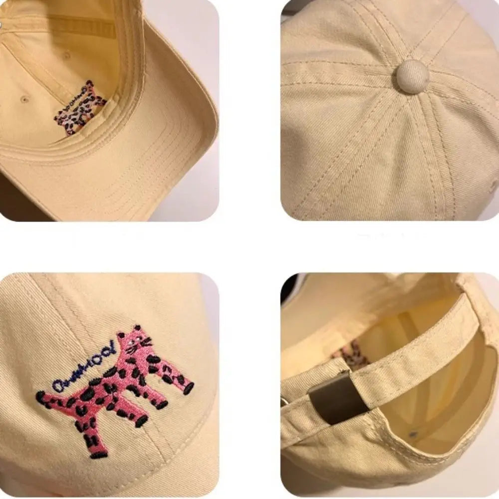 Retro Embroidered Embroidery Baseball Cap Spotted Cat Peaked Cap Letter Baseball Hat Sunscreen Hat Retro Sun Hat Spring Summer Beauty hair & fashionfj