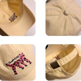 Retro Embroidered Embroidery Baseball Cap Spotted Cat Peaked Cap Letter Baseball Hat Sunscreen Hat Retro Sun Hat Spring Summer Beauty hair & fashionfj