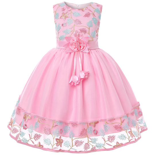 European and American embroidery dress dress girl's party lace princess dress flower child net gauze Pengpeng dress Beauty hair & fashionfj