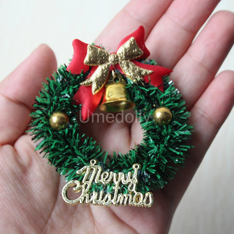 1/12 Scale Miniature Dollhouse Christmas Tree & Mini Fence Doll House X-mas Wreath Decoration Accessories Toy