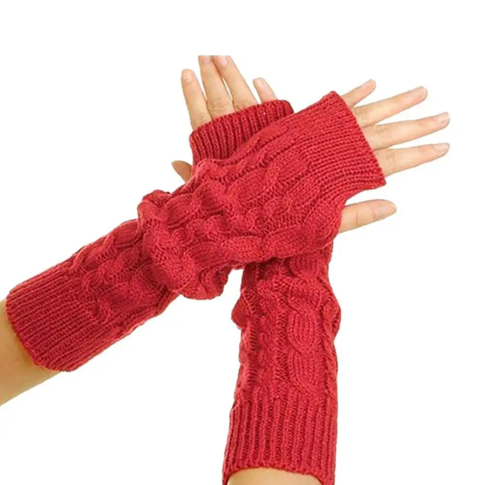Fingerless Gloves with Arm Warmers, Winter Cable Knit Touchscreen Gloves for Men & Women, Thermal Wrist Warmers, Unisex Gloves