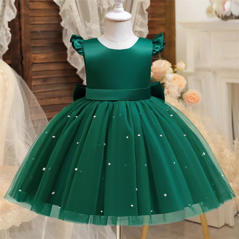 Toddler Girl Flower Birthday Tulle Dress Backless Bow Wedding Gown 1-8Y Kids Party Wear Princess Dress Baby Girl Bowknot Dresses Beauty hair & fashionfj