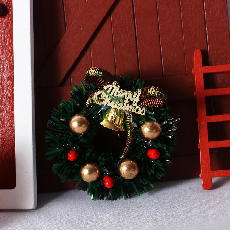 1pc 6cm Miniature Wreath Doll House Christmas Tree Wall Baking Decoration Dollhouse Access Children Toy Gift Kid Navidad 2024