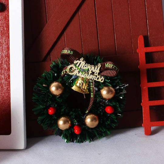1pc 6cm Miniature Wreath Doll House Christmas Tree Wall Baking Decoration Dollhouse Access Children Toy Gift Kid Navidad 2024