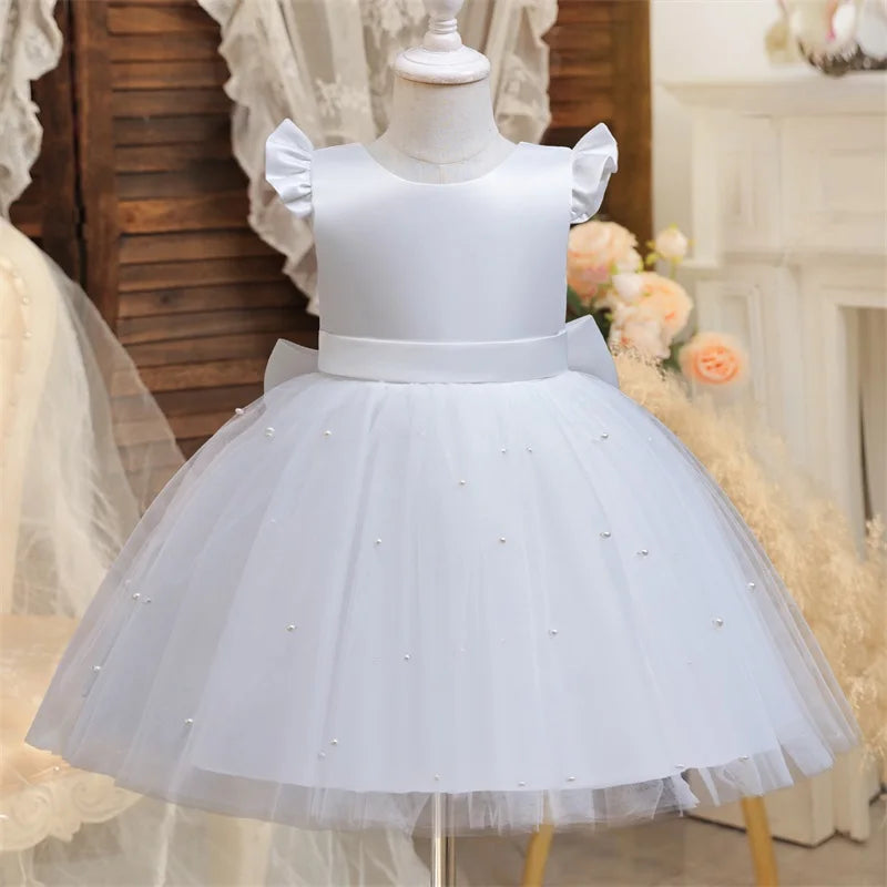 Toddler Girl Flower Birthday Tulle Dress Backless Bow Wedding Gown 1-8Y Kids Party Wear Princess Dress Baby Girl Bowknot Dresses Beauty hair & fashionfj