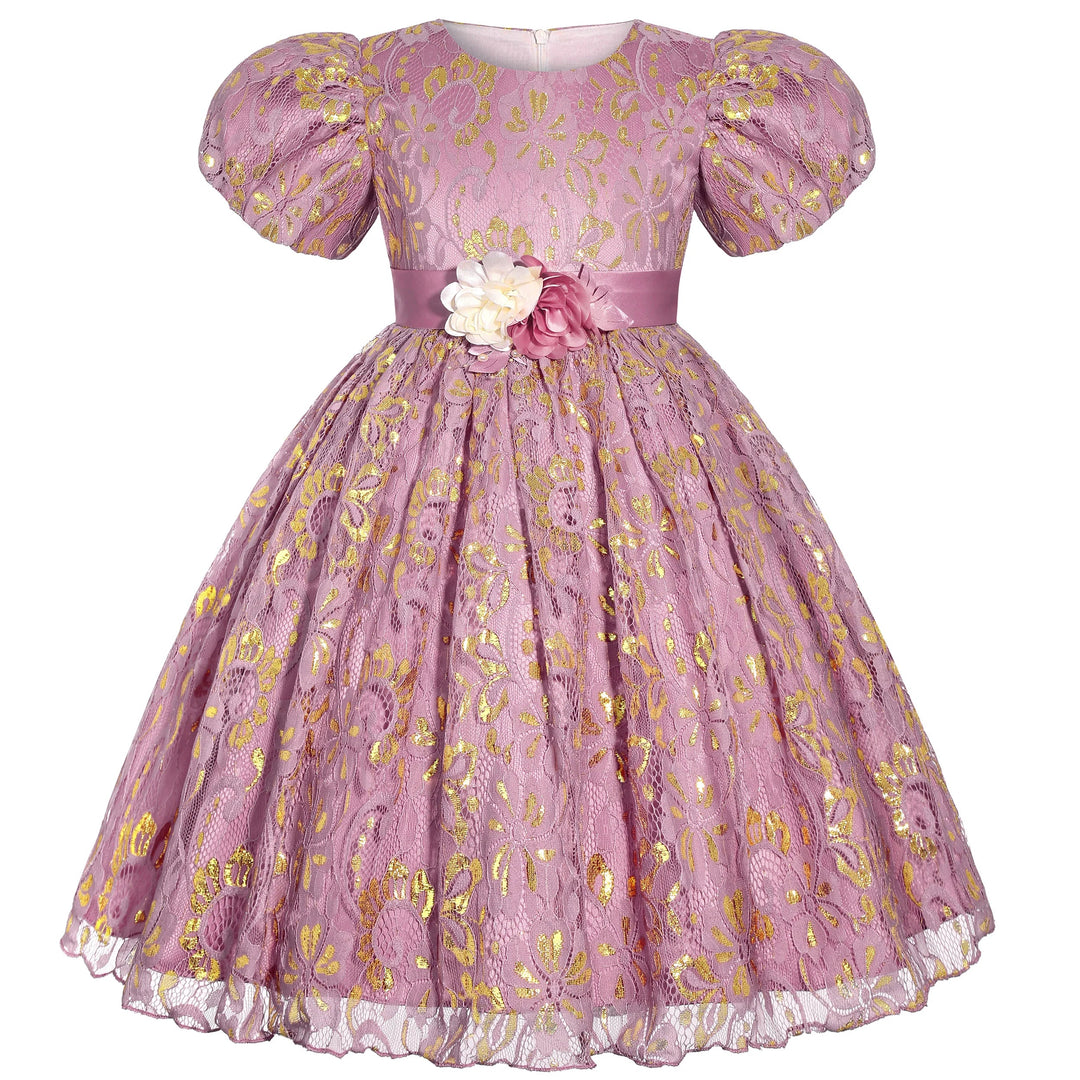 2025 New holiday party children's dress Children's puffy sleeve dress bow princess dress sold well Beauty hair & fashionfj