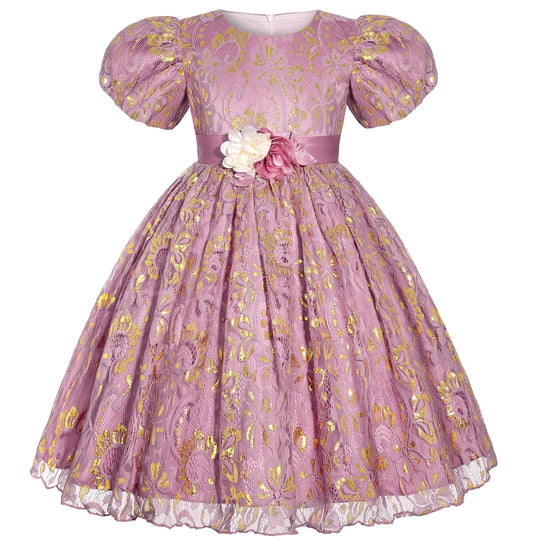2025 New holiday party children's dress Children's puffy sleeve dress bow princess dress sold well Beauty hair & fashionfj