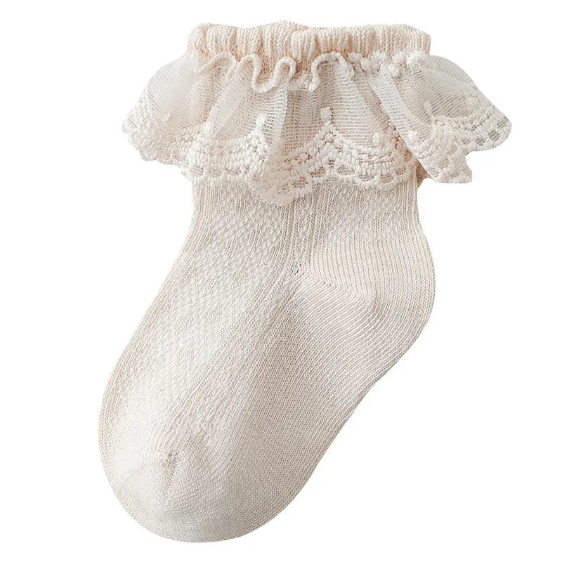 1 Pair Newborn Baby Socks For Girls Cotton Lace Ruffle Infant Girls Sock Princess Mesh Toddler Baby Girls Socks summer 0-12years