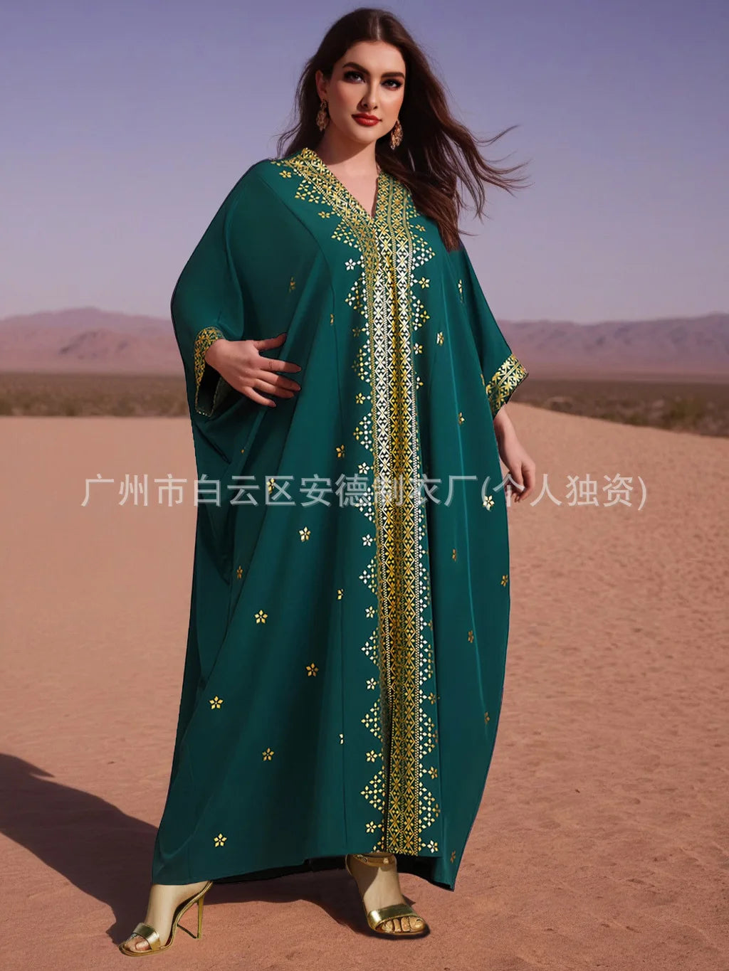 Eid Muslim Abaya Women Party Dresses Bronzing Kaftan Islam V Neck Vestidos Morocco Dubai Abayas Arab Long Robe Ramadan Jalabiya Beauty hair & fashionfj