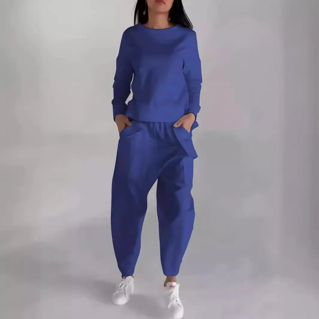 Women's suits 2024 European and American new fashion lace-up technology multi-pocket trendy sports solid color casual pants suit Beauty hair & fashionfj