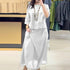 Casual O Neck Top Pullover & A-Line Skirts Cotton Linen Set Woman 2 Pieces Beauty hair & fashionfj