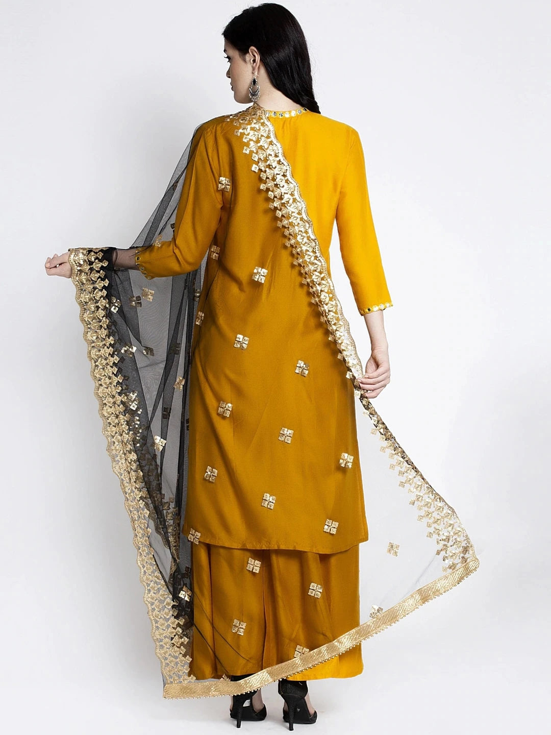 Indian Saree Long Cotton Silk Yellow Ethnic Style Thin Breathable Top Pants Scarf Indian Sari Traditional Indian Clothing Set Beauty hair & fashionfj