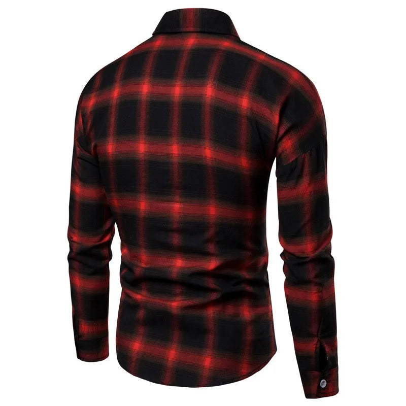 1pcs Spring Autumn Men Long Sleeve Grid Shirt Man Thin Shirt Male Fashion Classic Basic Casual Shirt Coat Men's Slim Tops M-3XL Beauty hair & fashionfj