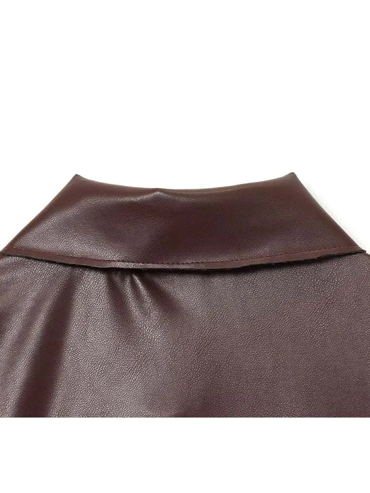 Women's Leather Jacket 2025 Autumn Winter New Fashion Women Long Sleeve Zipper Jackets Women High Street Elegant Short Coats