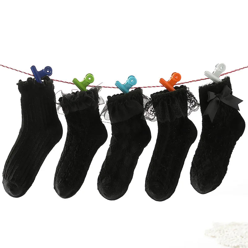 1 Pair Baby Girls Kids Socks Lace Ruffle Princess Mesh Children Short Breathable Cotton White Black Dance Toddler Socks