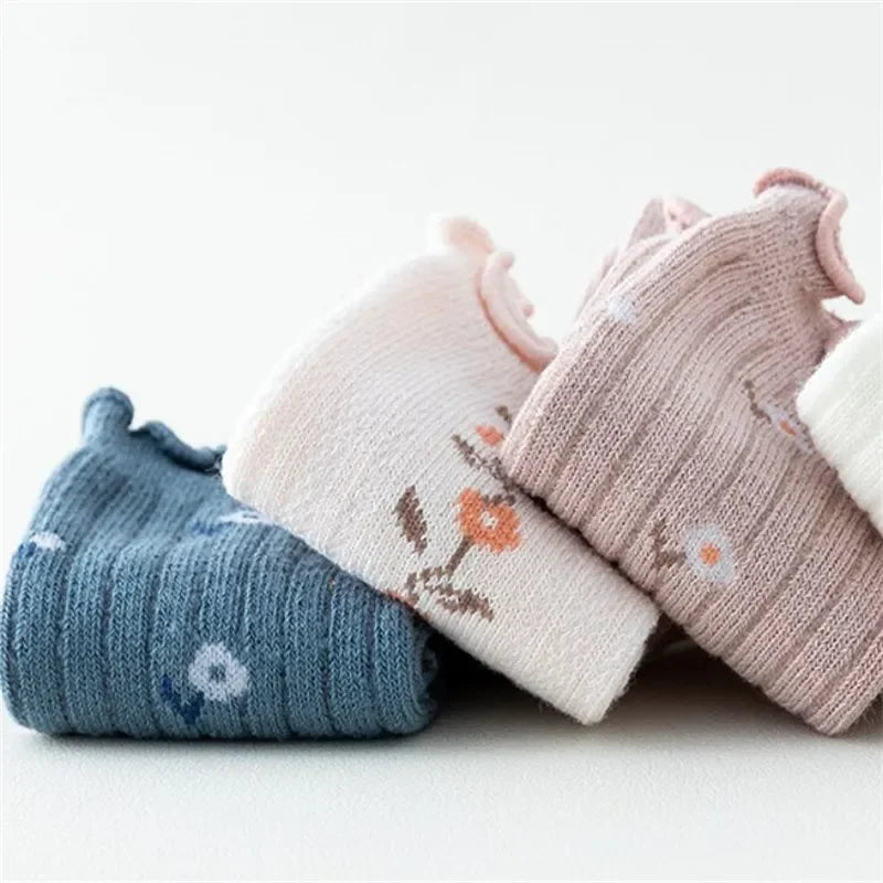 Kids Socks For 0-5 Years Girls Autumn Winter Cotton Print Children's Girls Socks Soft Beauty Toddler Princess Long Sock