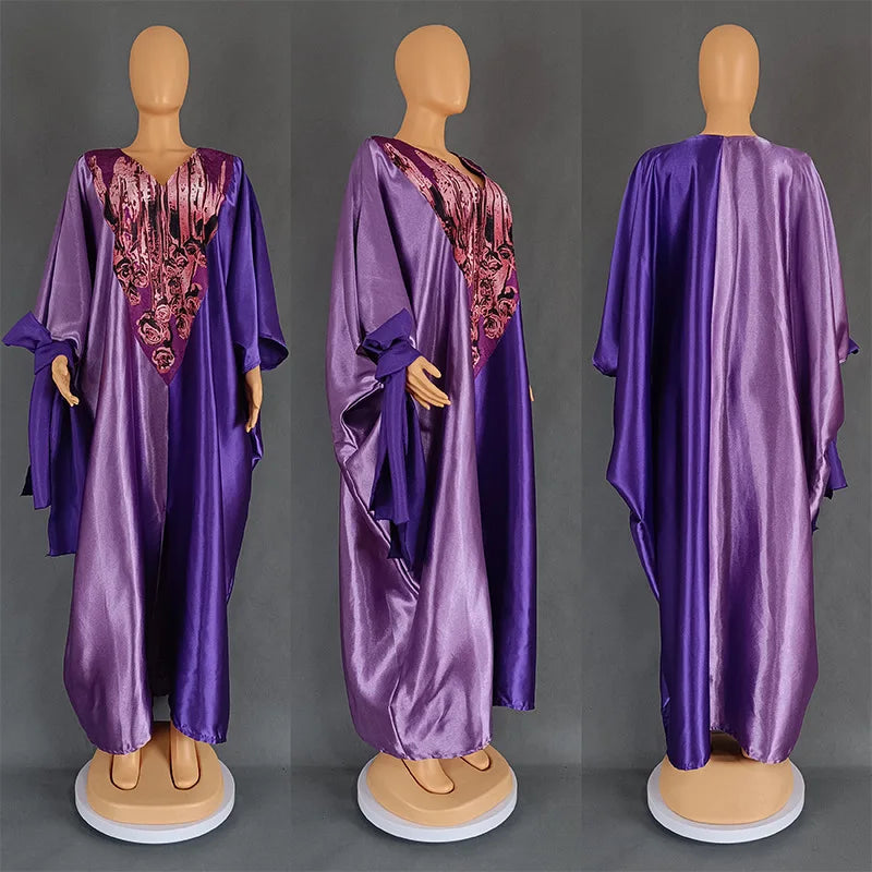 Abayas For Women Satin Boubou Robe Djellaba Femme Dubai African Muslim Fashion Dress 2024 Caftan Marocain Evening Party Dresses Beauty hair & fashionfj