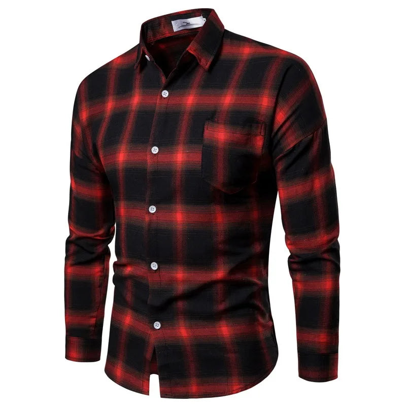1pcs Spring Autumn Men Long Sleeve Grid Shirt Man Thin Shirt Male Fashion Classic Basic Casual Shirt Coat Men's Slim Tops M-3XL Beauty hair & fashionfj