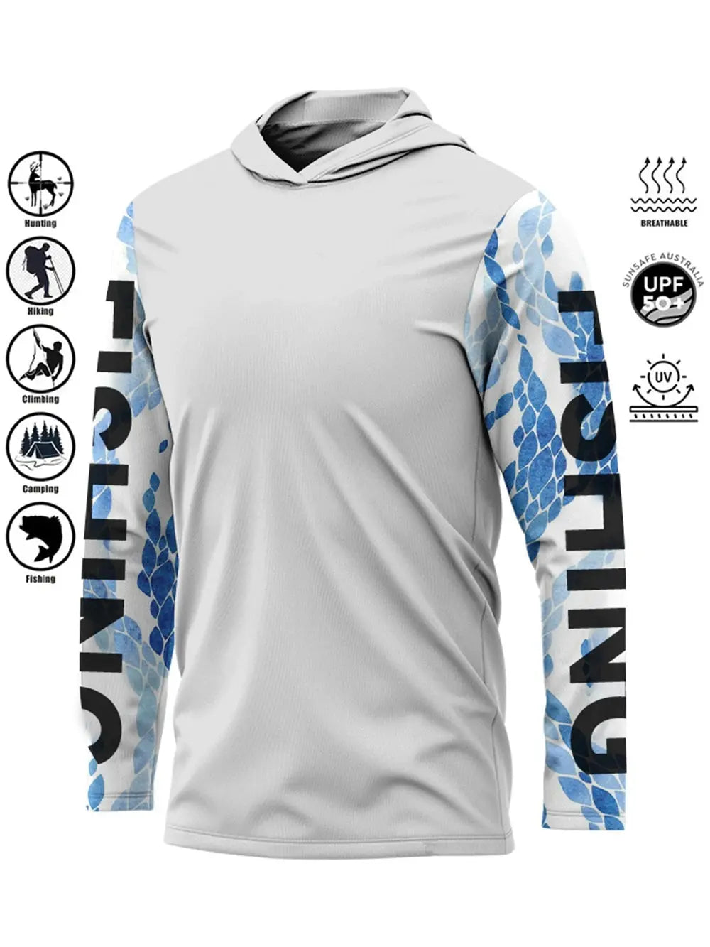 Fishing Shirt Hooded Outdoor Uv Protection Large Size Man Camouflage Printing Moisture Wicking Jersey Fishing Apparel Tops Beauty hair & fashionfj
