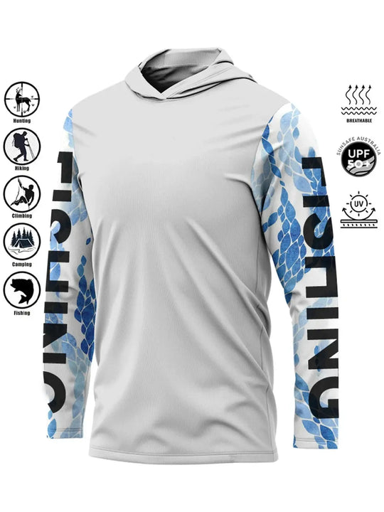 Fishing Shirt Hooded Outdoor Uv Protection Large Size Man Camouflage Printing Moisture Wicking Jersey Fishing Apparel Tops Beauty hair & fashionfj