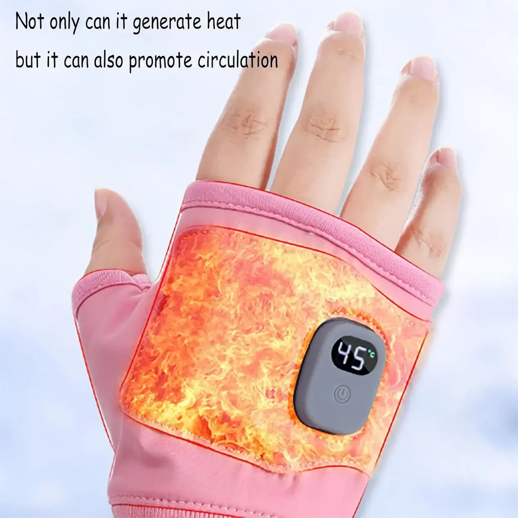Rechargeable Heated Gloves 360 Degree Thermal Heated Windproof Warm Fingerless for Outdoor Hiking Cycling Winter Sports