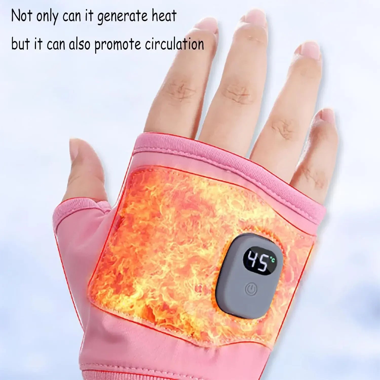 Rechargeable Heated Gloves 360 Degree Thermal Heated Windproof Warm Fingerless for Outdoor Hiking Cycling Winter Sports