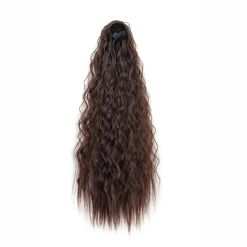 22Inch Synthetic Long Kinky Curly Ponytail Hair Extension Drawstring Wrapped Clip in Hair Black Hairpiecefor Women Beauty hair & fashionfj