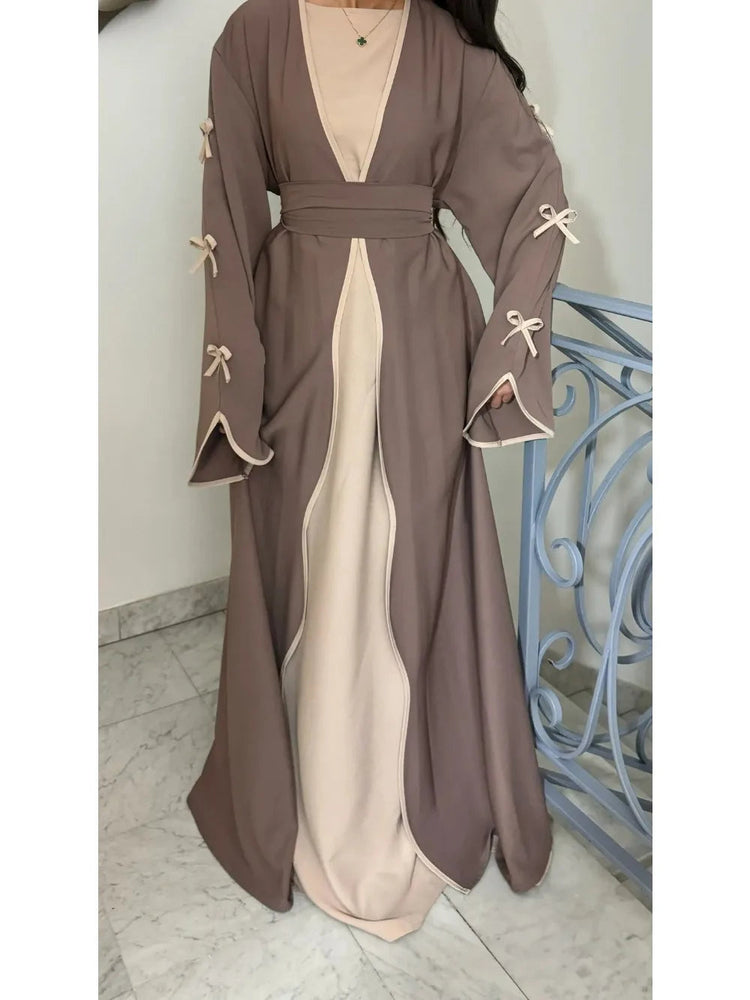 Eid Bow Abaya Women Cardigan Dress Muslim Party Caftan Robe Jalabiya Morocco Dubai Kaftan Islam Vestidos Largos Ramadan 2025 Beauty hair & fashionfj