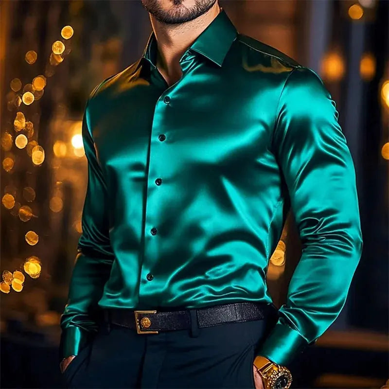 2025 Men's Shirt Casual Button Shirt Solid Color Wedding Holiday Black White Burgundy Navy Blue Long Sleeve Lapel Clothing Beauty hair & fashionfj